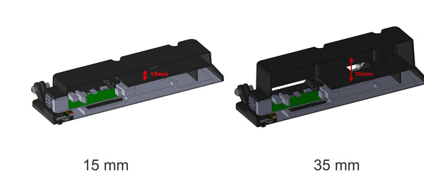 Comparison of SmartiPi Touch 2 back cover sizes